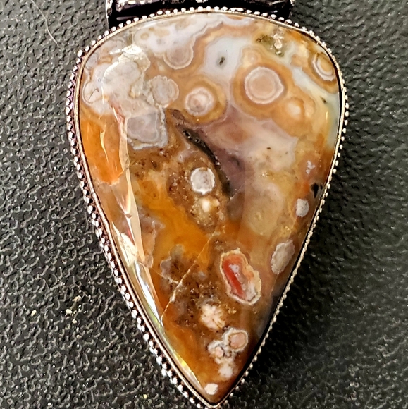 New Ocean Jasper Antique Design 925 Silver Pendant. - Picture 13 of 14
